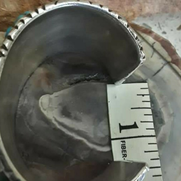 Vintage Navajo Sterling Turquoise Cuff - Picture 7 of 8